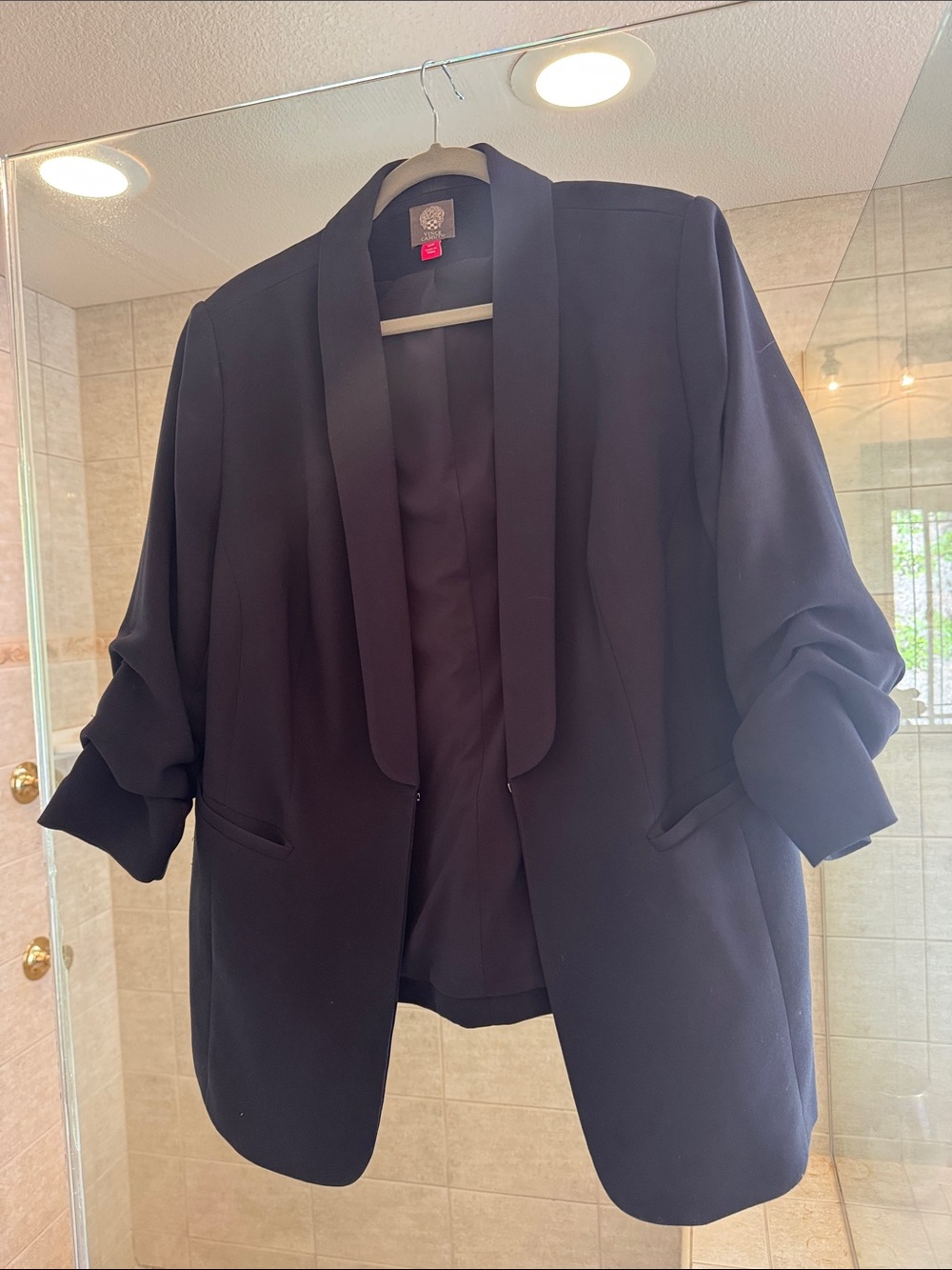Vince Camuto Black Open-Front Draped Blazer